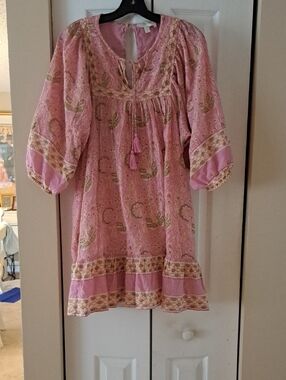 Cleobella Pink&Green Magdelena Wildflower Mini Dress EUC SzM